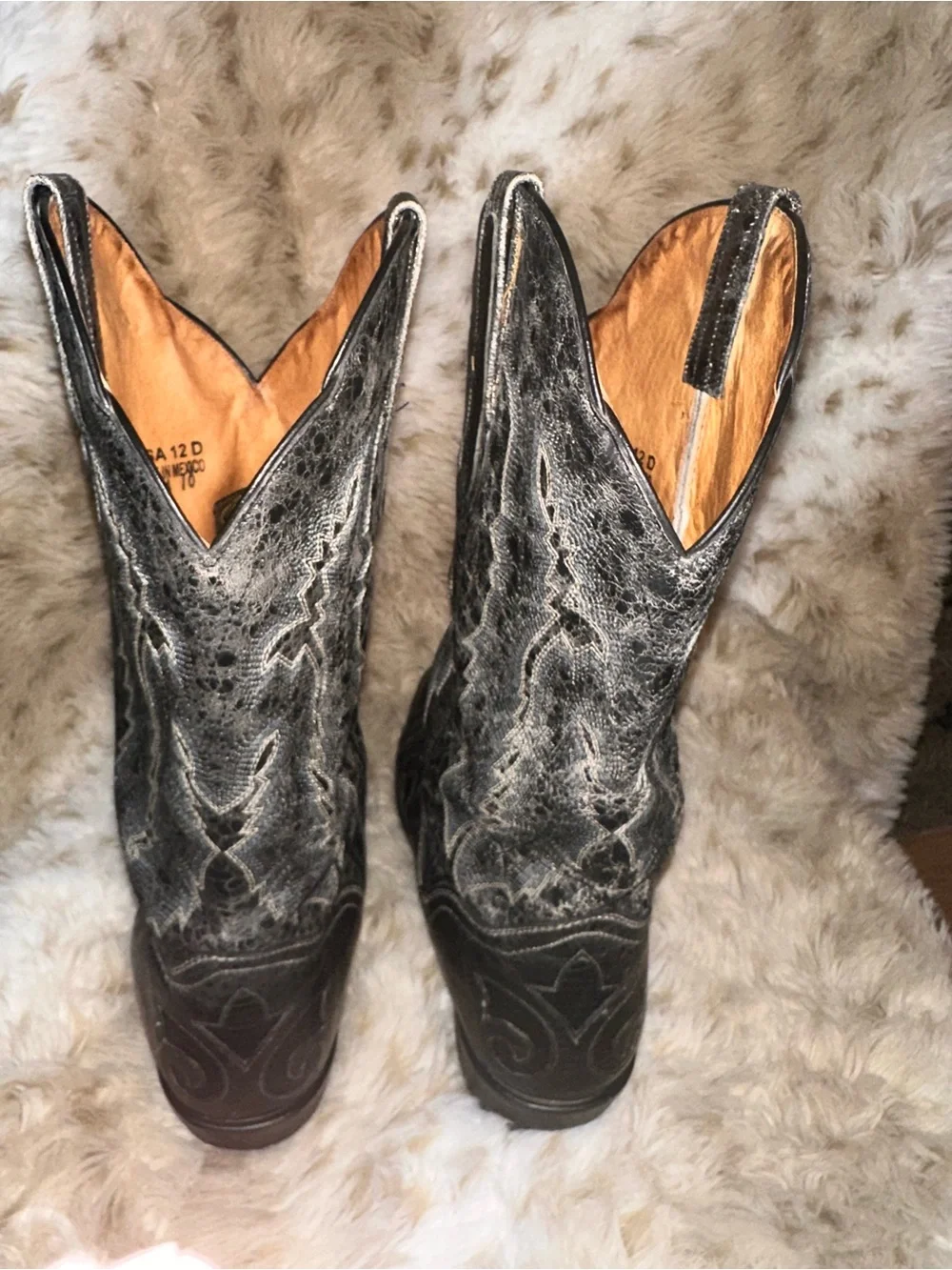 JB Dillon Black Goatskin Leather Cowboy Western Boots Mens Size 12 D